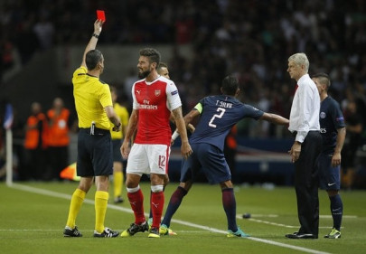 arsenal s giroud blames verratti for sending off in psg draw arsenal s giroud blames verratti for sending off in psg draw