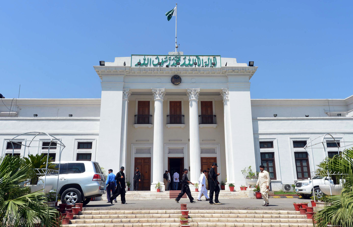 khattak added the act of climbing the walls and gate of the assembly and hoisting party flags exposed the real face of pml n photo afp