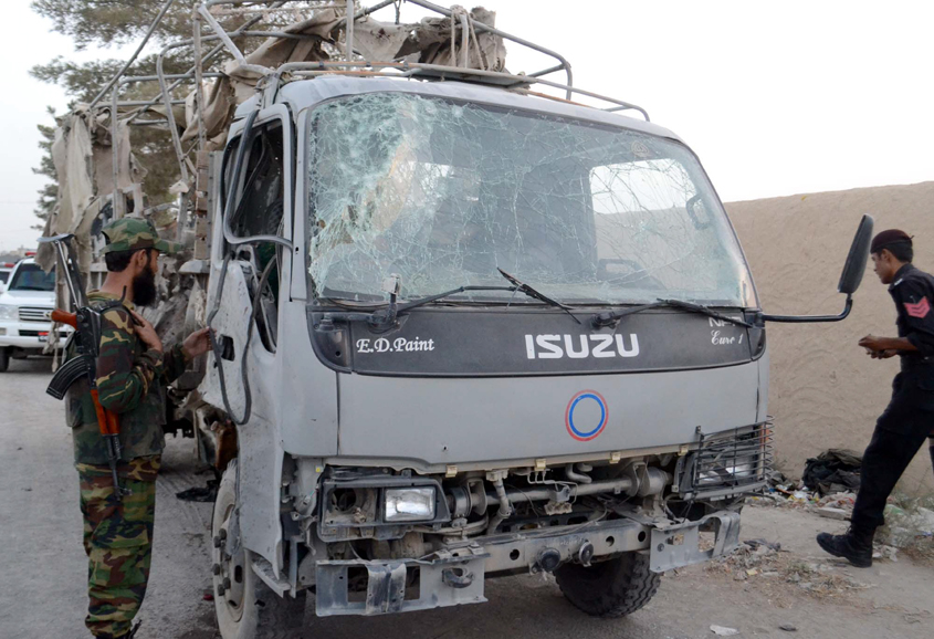 two balochistan constabu lary personnel were killed and nine others including six constabulary personnel were injured after their patrol vehicle ran over a remotely controlled bomb in the saryab mills area in quetta photo express