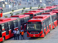 new metro buses lined up before induction in fleet photo file