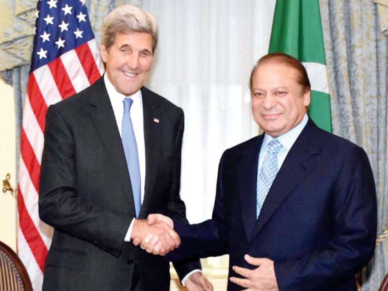 secretary kerry and premier nawaz shake hands before their meeting on the sidelines of the un general assembly session photo app