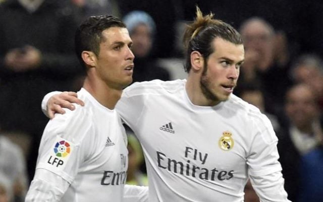 real madrid stars cristiano ronaldo and gareth bale celebrating a goal photo afp