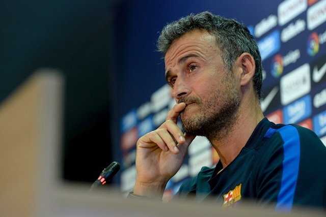 barcelona 039 s coach luis enrique listens to a journalist 039 s question during a press conference at the sports center fc barcelona joan gamper in sant joan despi near barcelona on september 20 2016 photo afp