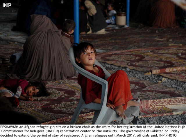 the existing extension to the registered afghan refugees will expire on december 31 2016 while the federal cabinet under the pm s chair on september 9 extended the registered afghan refugees stay from january 1 march 31 2017 photo inp the existing extension to the registered afghan refugees will expire on december 31 2016 while the federal cabinet under the pm s chair on september 9 extended the registered afghan refugees stay from january 1 march 31 2017 photo inp