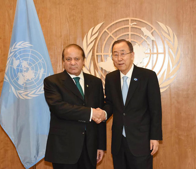 prime minister nawaz sharif meets secretary general of the united nations ban ki moon in new york on september 21 2016 photo pid