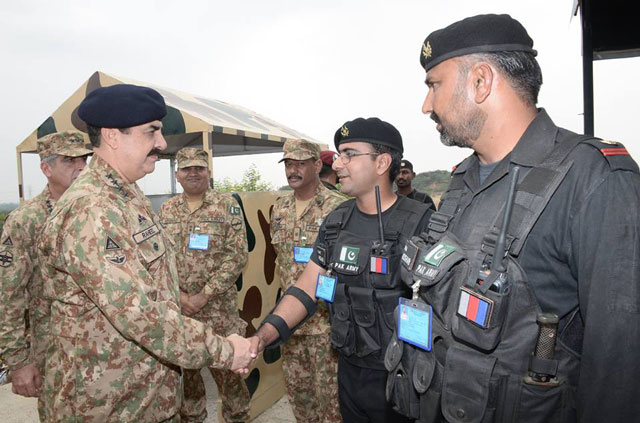 army chief general raheel sharif shakes hands with an official of the national counter terrorism centre near kharian during the former 039 s visit on friday september 23 2016 photo ispr