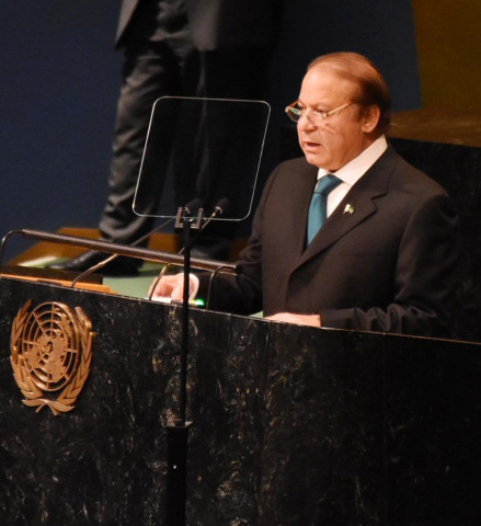 prime minister nawaz sharif addresses the 71st unga session in new york on wednesday photo pml n prime minister nawaz sharif addresses the 71st unga session in new york on wednesday photo pml n