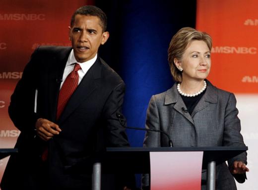 barack obama and hillary clinton wait before the south carolina democratic party 039 s presidential candidates debate photo reuters