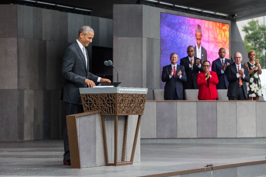 us president barack obama speaks during the opening ceremony for the smithsonian national museum of african american history and culture september 24 2016 in washington dc photo afp