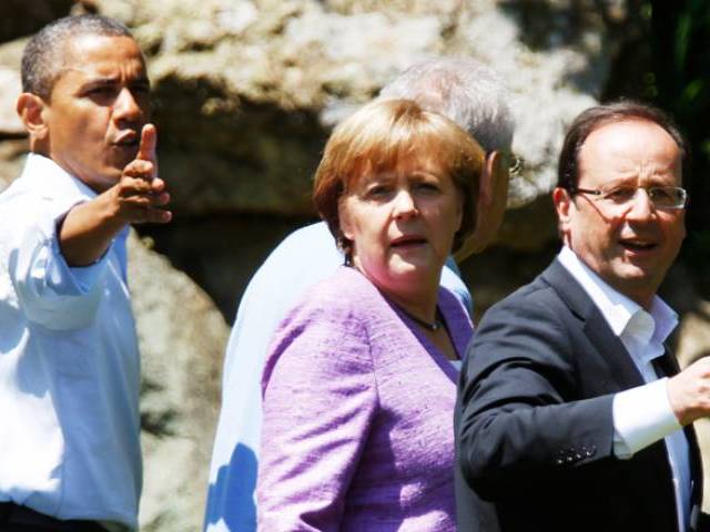 us president barack obama german chancellor angela merkel and french president francois hollande photo afp