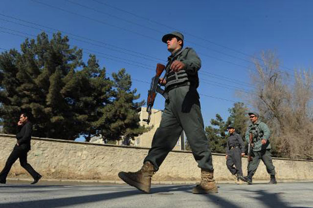 afghan security forces are pictured outside the national directorate of security nds in central kabul on december 12 2013 photo afp