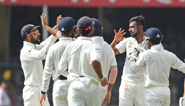 ashwin took three wickets to leave new zealand struggling at 93 4 at stumps on day four photo afp ashwin took three wickets to leave new zealand struggling at 93 4 at stumps on day four photo afp