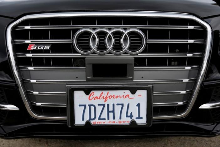 a forward looking sensor is seen mounted on a delphi autonomous car before it departs treasure island for a cross country trip from san francisco to new york city in san francisco california u s photo reuters