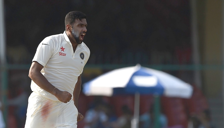 india 039 s ravichandran ashwin celebrates the wicket of new zealand 039 s captain kane williamson during the fourth day of the first test match between india and new zealand at green park stadium in kanpur on september 25 2016 photo afp