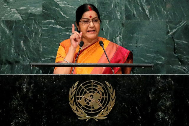 india 039 s minister of external affairs sushma swaraj addresses the united nations general assembly in the manhattan borough of new york us september 26 2016 photo photo reuters india 039 s minister of external affairs sushma swaraj addresses the united nations general assembly in the manhattan borough of new york us september 26 2016 photo photo reuters