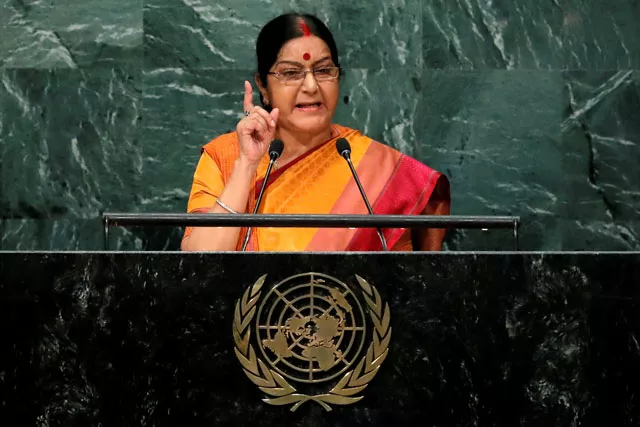 india 039 s minister of external affairs sushma swaraj addresses the united nations general assembly in the manhattan borough of new york us september 26 2016 photo photo reuters india 039 s minister of external affairs sushma swaraj addresses the united nations general assembly in the manhattan borough of new york us september 26 2016 photo photo reuters