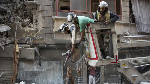 air raids hit the two largest hospitals in rebel held parts of syria s aleppo early wednesday putting them temporarily out of service photo afp