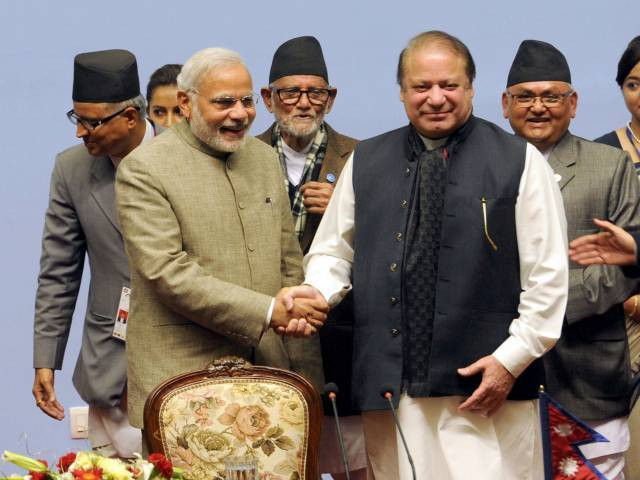 in this handout photograph received from the indian press information bureau pib on november 27 2014 indian prime minister narendra modi l shakes hands with prime minister nawaz sharif at the 18th saarc summit in the nepalese capital kathmandu photo afp in this handout photograph received from the indian press information bureau pib on november 27 2014 indian prime minister narendra modi l shakes hands with prime minister nawaz sharif at the 18th saarc summit in the nepalese capital kathmandu photo afp