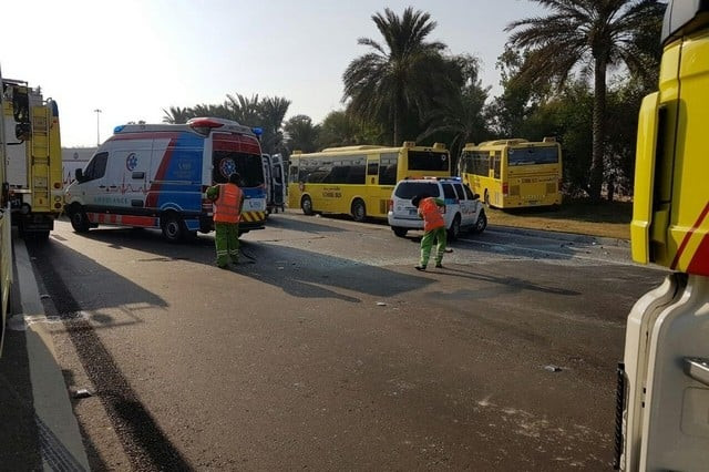 most of the children suffered only minor injuries though two were in serious but stable condition photo abu dhabi police most of the children suffered only minor injuries though two were in serious but stable condition photo abu dhabi police