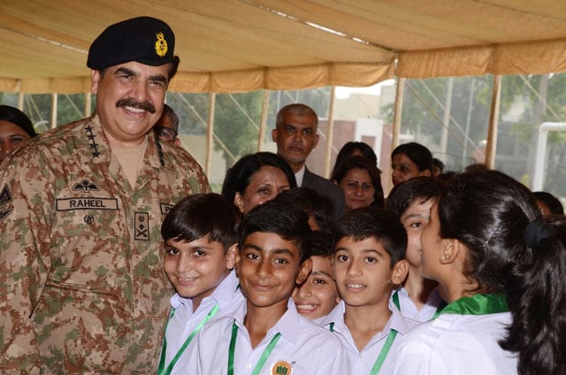 army chief general raheel sharif during his visit to junior campus of garrison academy lahore on friday september 30 2016 photo ispr