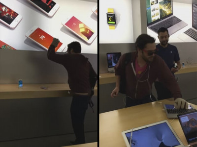 angry customer destroys iphones macbooks in french apple store angry customer destroys iphones macbooks in french apple store