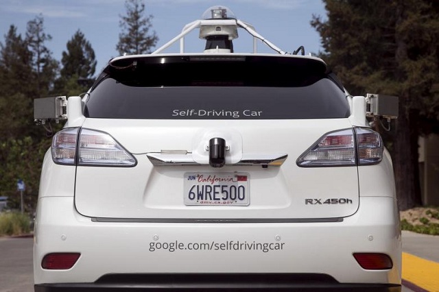 the rear of a lexus suv equipped with google self driving sensors is seen during a media preview of google 039 s prototype autonomous vehicles in mountain view california photo reuters