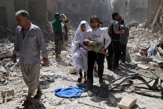 at least two barrel bombs hit the largest hospital in the rebel held side of syria 039 s aleppo city on saturday photo afp at least two barrel bombs hit the largest hospital in the rebel held side of syria 039 s aleppo city on saturday photo afp