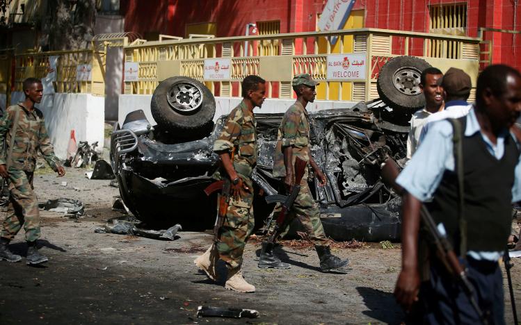 somali government soldiers secure the scene of an attack on a restaurant by the somali islamist group al shabaab in the capital mogadishu somalia october 1 2016 photo reuters