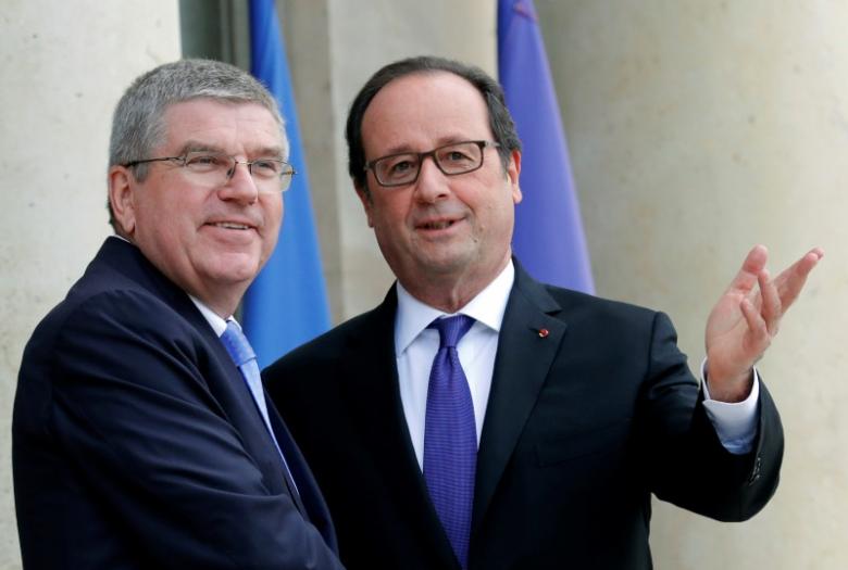 french president francois hollande meets international olympic committee ioc president thomas bach at the elysee palace in paris france during a visit to the paris 2024 olympic games organising committee october 2 2016 photo reuters