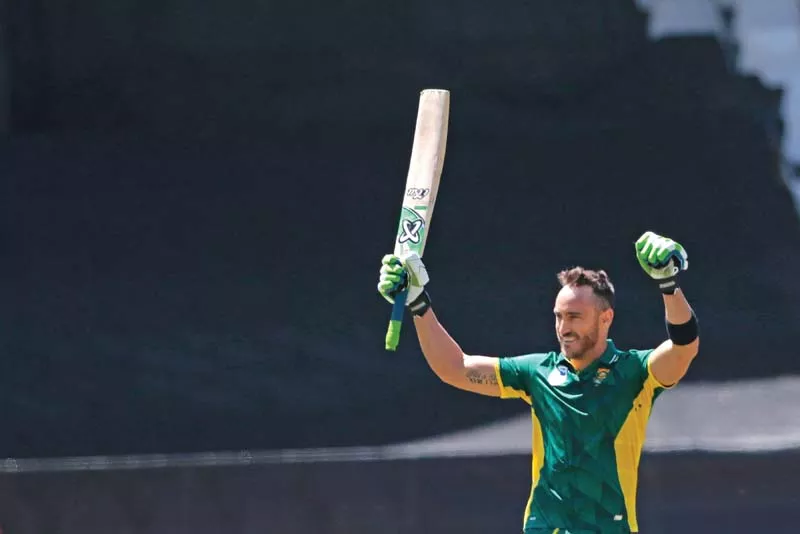 south africa captain faf du plessis celebrates after scoring a century during his team s 142 run win over australia in the second odi photo afp south africa captain faf du plessis celebrates after scoring a century during his team s 142 run win over australia in the second odi photo afp