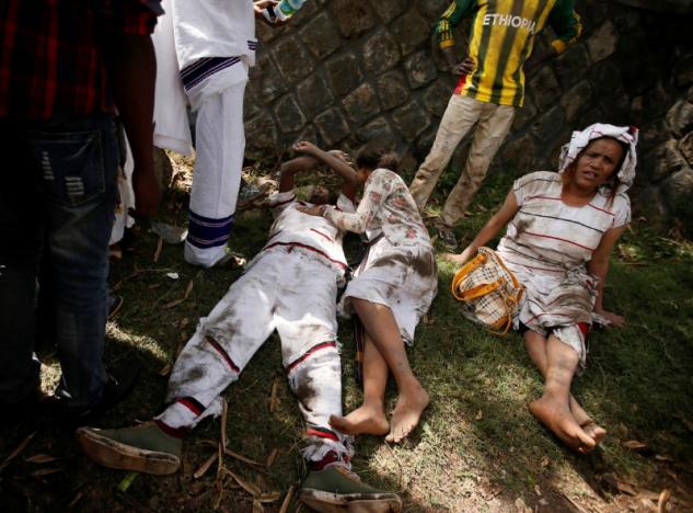 injured protesters wait for help after several people died during the irrechaa the thanks giving festival of the oromo people in bishoftu town of oromia region ethiopia october 2 2016 photo reuters