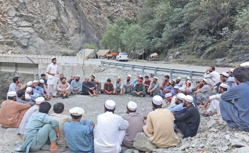 dassu dam afectees committee holds a meeting at the barseen area along the karakoram highway in kohistan district photo express