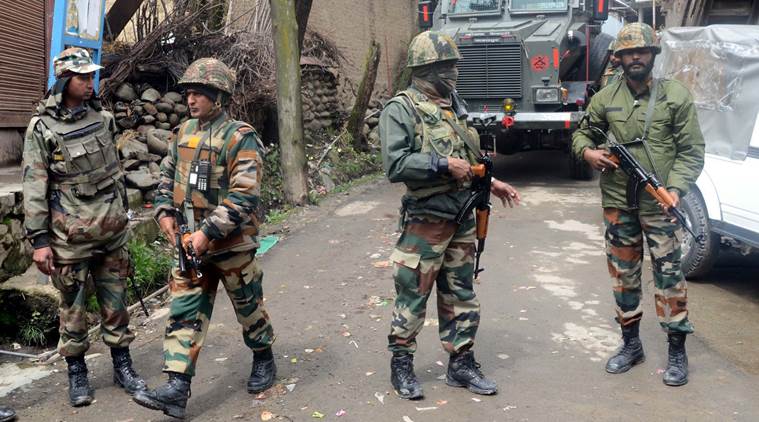 army personnel rush towards encounter site at hardu shoora tangmarg baramulla district north kashmir 45 kms from srinagar photo indian express