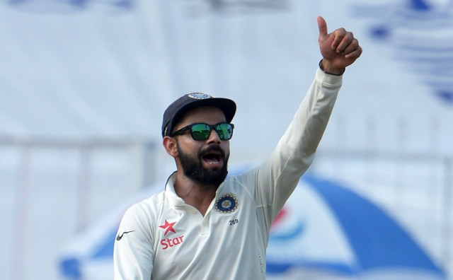 india 039 s captain virat kohli gestures during the fourth day of the second test cricket match between india and new zealand at the eden gardens cricket stadium in kolkata on october 3 2016 photo afp india 039 s captain virat kohli gestures during the fourth day of the second test cricket match between india and new zealand at the eden gardens cricket stadium in kolkata on october 3 2016 photo afp