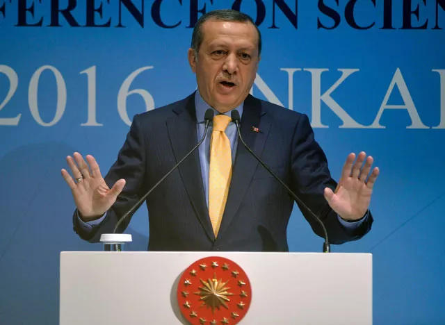 turkish president recep tayyip erdogan delivers a speech during the international conference on science and technology organised by new turkey strategic research center in ankara on october 3 2016 photo afp turkish president recep tayyip erdogan delivers a speech during the international conference on science and technology organised by new turkey strategic research center in ankara on october 3 2016 photo afp