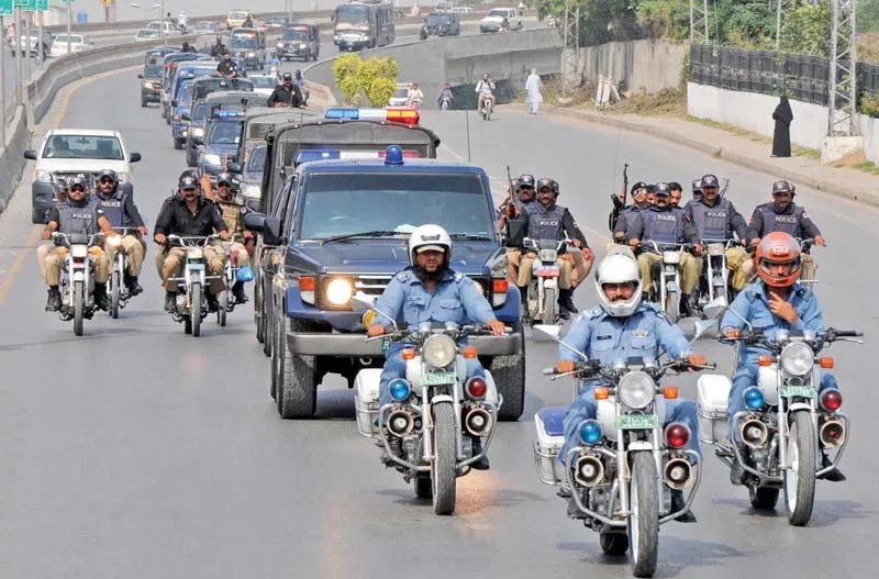 police and security officials ride through rawalpindi on monday photo agha mehroze express police and security officials ride through rawalpindi on monday photo agha mehroze express
