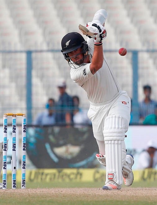 new zealand 039 s luke ronchi plays a shot during second test against india on october 3 2016 photo reuters