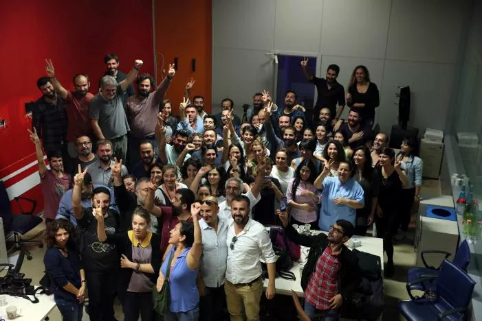 imc tv employees gather to protest after their broadcaster 039 s transmission cut by the authorities based on a government decree at imc tv studios in istanbul turkey october 4 2016 photo reuters imc tv employees gather to protest after their broadcaster 039 s transmission cut by the authorities based on a government decree at imc tv studios in istanbul turkey october 4 2016 photo reuters