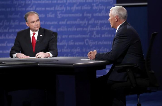 democratic us vice presidential nominee senator tim kaine l listens as republican u s vice presidential nominee governor mike pence speaks during their vice presidential debate at longwood university in farmville virginia u s october 4 2016 photo reuters democratic us vice presidential nominee senator tim kaine l listens as republican u s vice presidential nominee governor mike pence speaks during their vice presidential debate at longwood university in farmville virginia u s october 4 2016 photo reuters