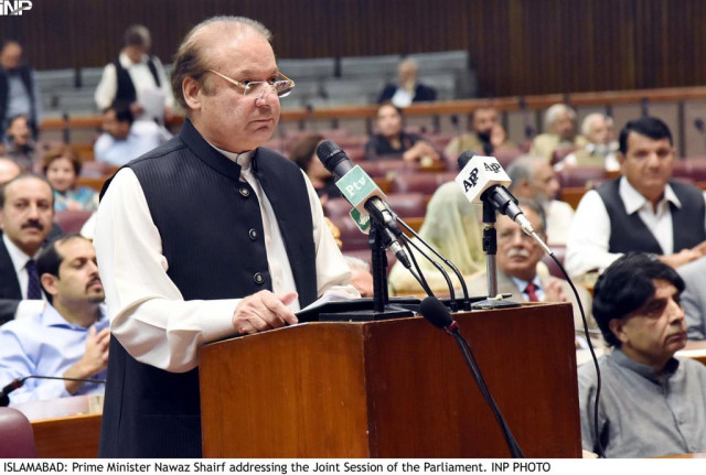 prime minister nawaz sharif addresses the joint session of parliament on wednesday photo inp prime minister nawaz sharif addresses the joint session of parliament on wednesday photo inp