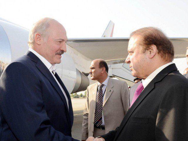 prime minister nawaz sharif receives president of belarus alexander lukashenko at the nur khan airbase photo file