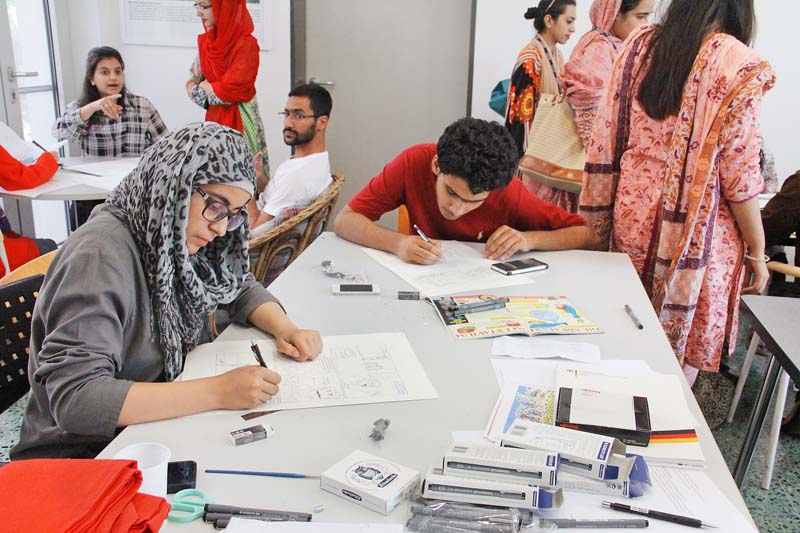 students from karachi university karachi school of arts and indus valley school of art and architecture among others attended the graphic novel workshop which will conclude today photos ayesha mir express