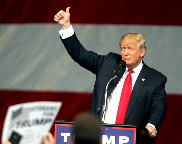 republican presidential candidate donald trump gestures during a campaign rally on october 5 2016 at the henderson pavilion in henderson nevada photo afp