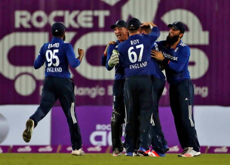 england celebrate victory over bangladesh after the first one day international against bangladesh on october 7 2016 photo reuters