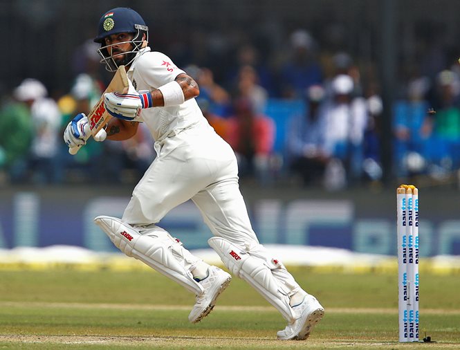 india 039 s virat kohli plays a shot against new zealand in third test on october 8 2016 photo reuters