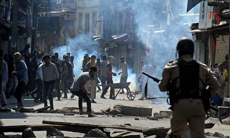 let the indians fall into the hole they are digging for themselves in occupied kashmir photo afp