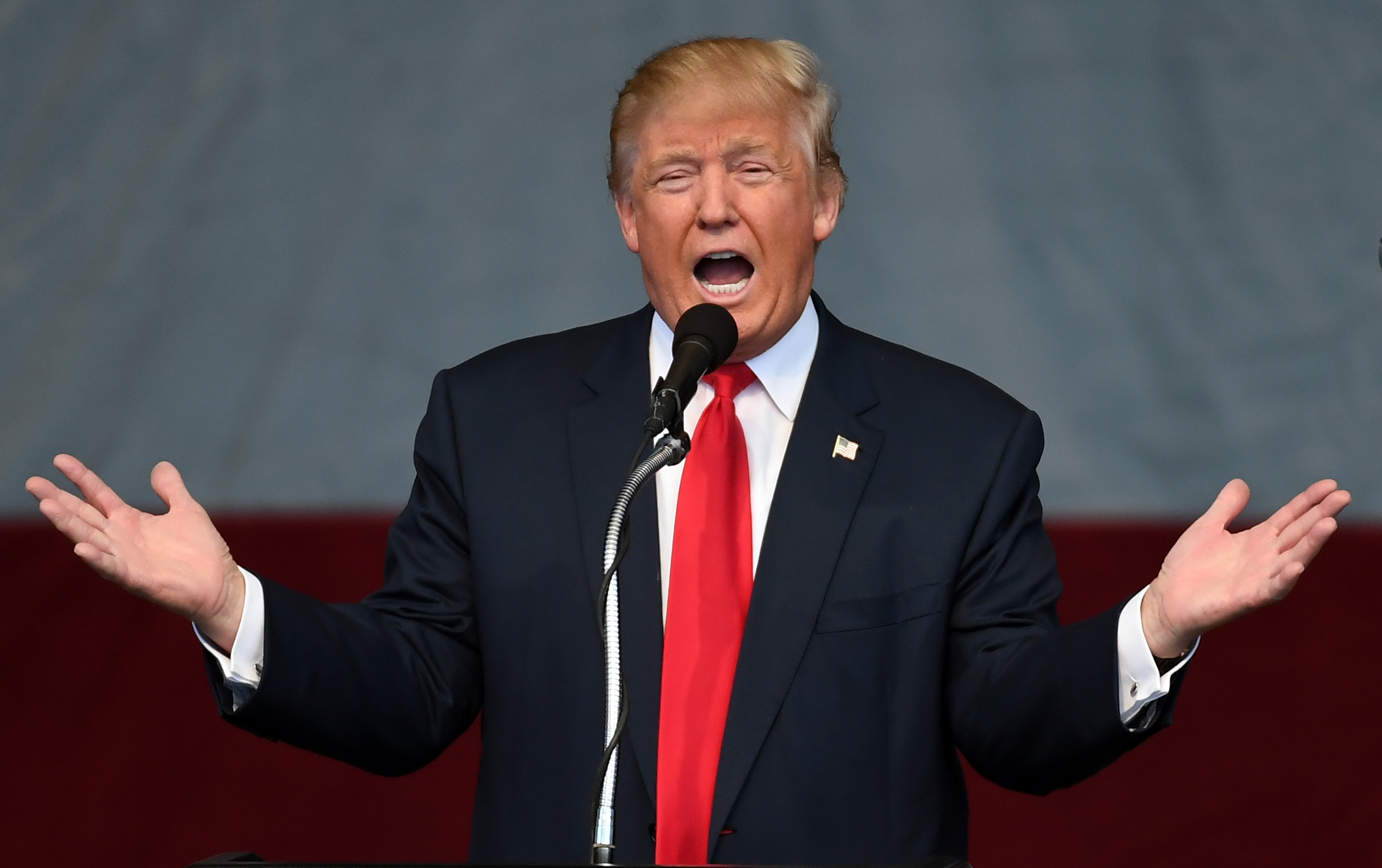 republican presidential nominee donald trump speaks during a campaign rally at the henderson pavilion on october 5 2016 in henderson nevada trump is campaigning ahead of the second presidential debate coming up on october 9 with democratic presidential nominee hillary clinton photo afp