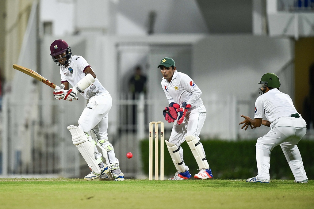 kraigg brathwaite l plays a shot at the sharjah cricket stadium on october 8 2016 photo afp