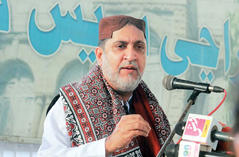 leader of balochistan national party m sardar akhtar mengal addressed a press conference at karachi press club on sunday photo athar khan express