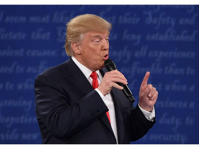 us republican presidential candidate donald trump speaks during the second presidential debate at washington university in st louis missouri on october 9 2016 photo afp us republican presidential candidate donald trump speaks during the second presidential debate at washington university in st louis missouri on october 9 2016 photo afp